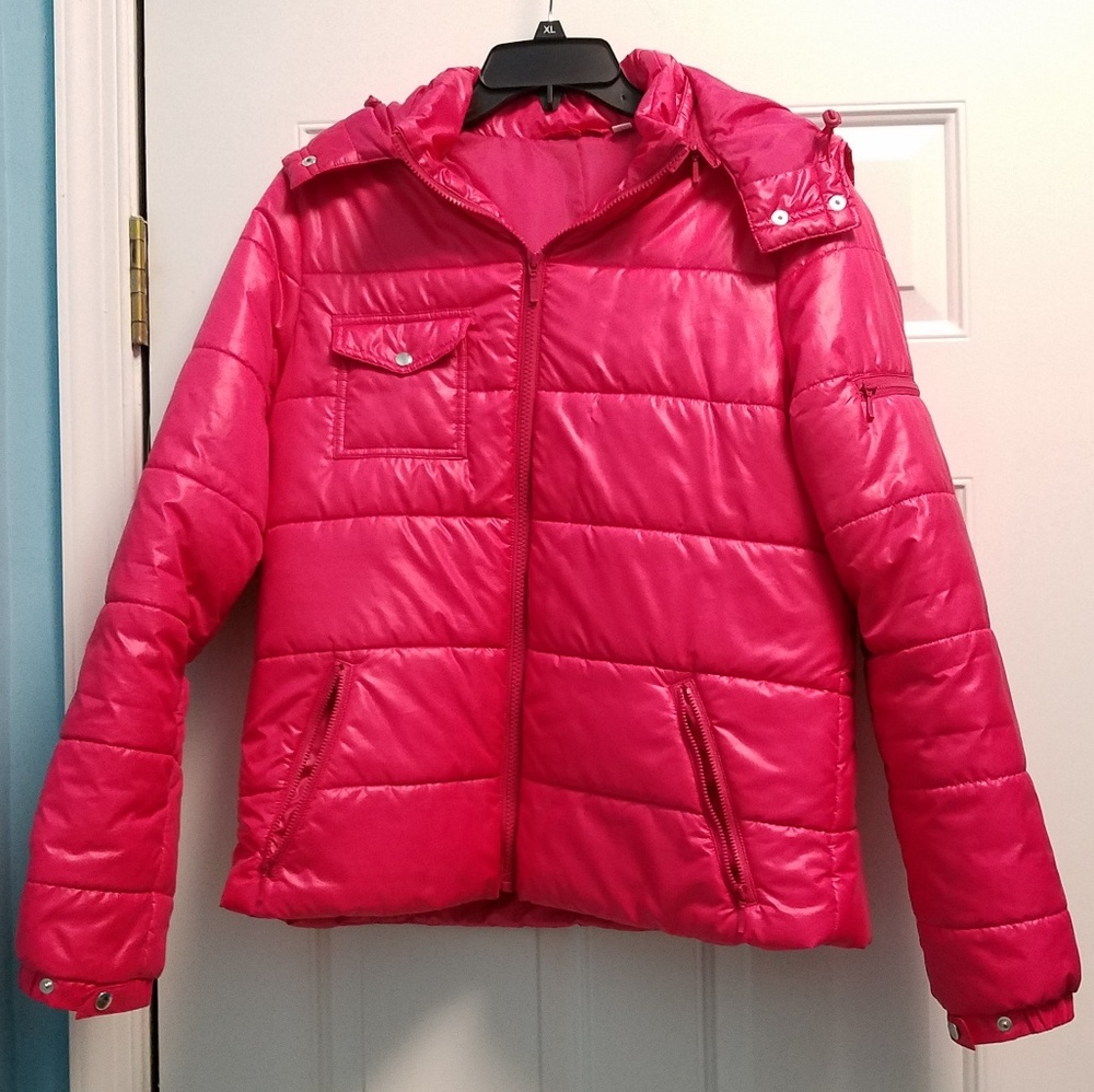 size L Uniqlo hot pink puffer jacket